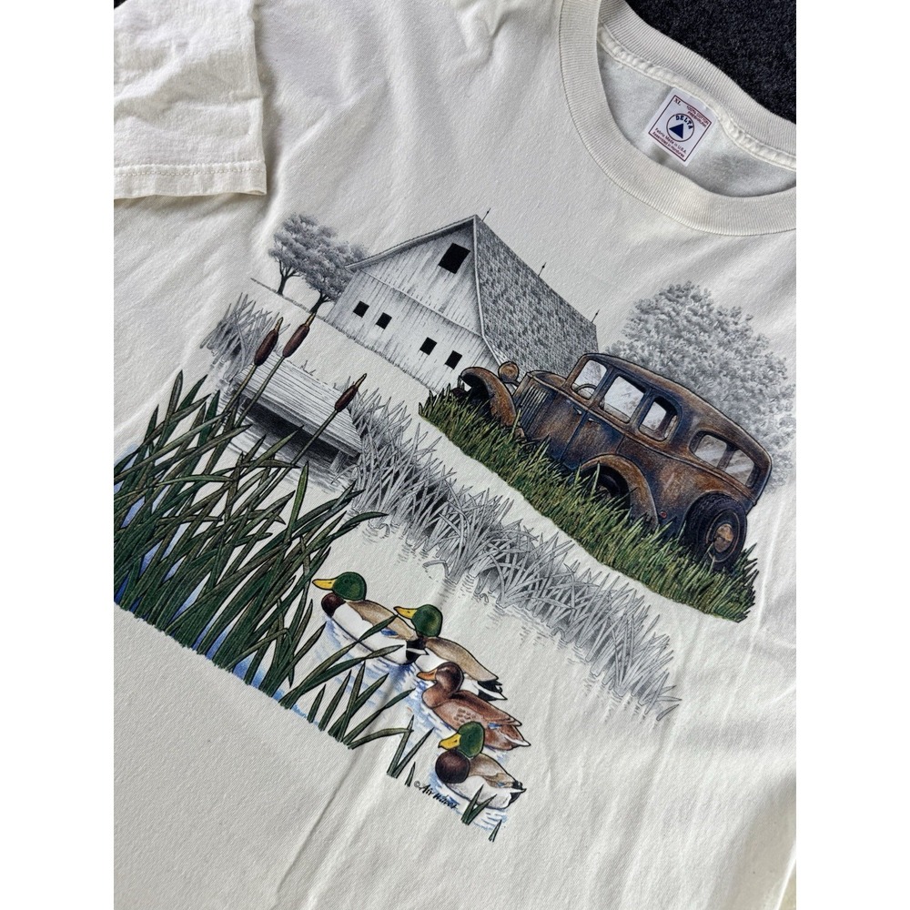 VTG Delta Ducks T Shirt XL Farm Scene Mallard Hunting Graphic Tee USA